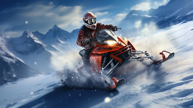 Athlete on a snowmobile AI Generative AI Generative