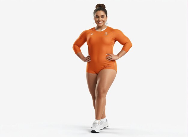 Photo athlete sports athletism a woman in an orange leo