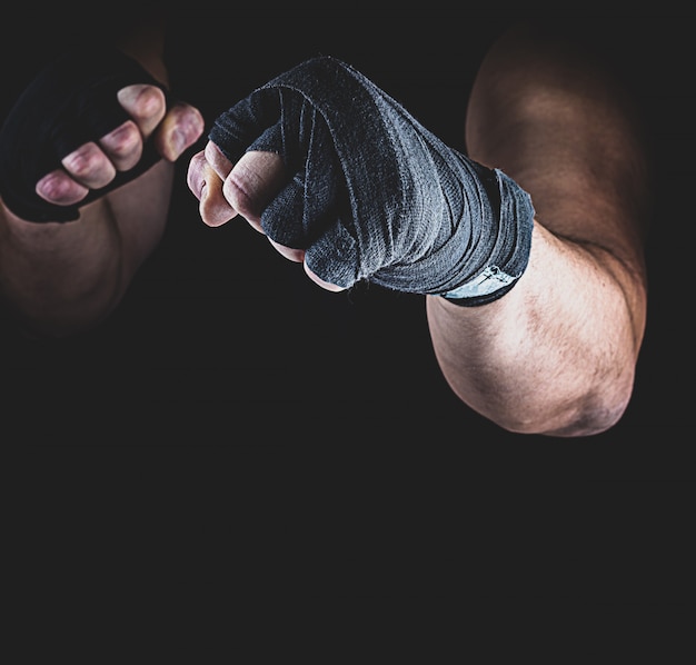 Athlete stands in a fighting stance