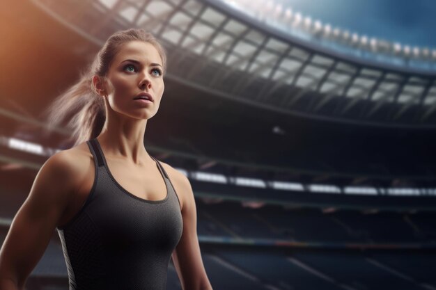 Athlete Stretching Before Workout at Stadium