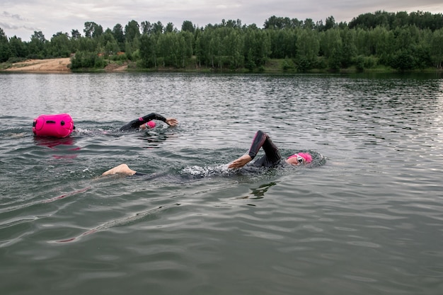 Athletes Evening Open Water Swimming Workout