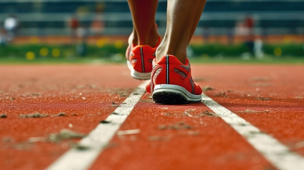 Athletes Feet Running On A Track Generative AI