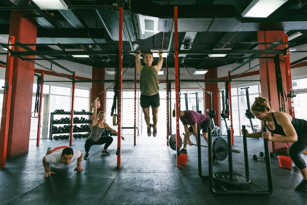 Athletes training in a cross-fit gym