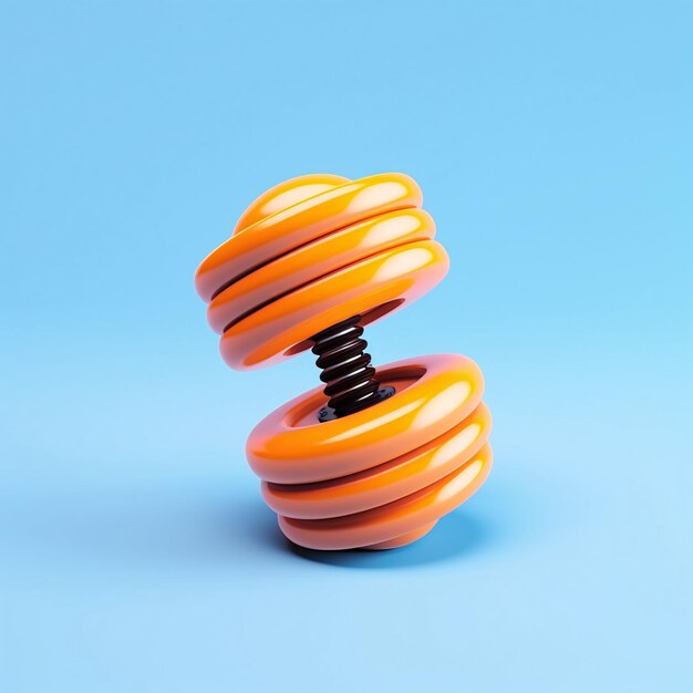 Athletic 3d rendering dumbbells on a blue background summer sports scene