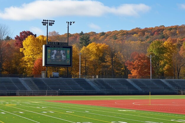 Photo athletic field with scoreboard in the background