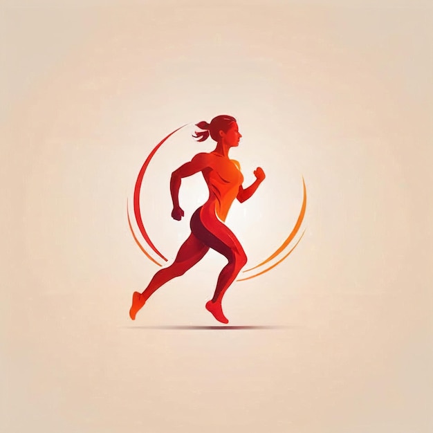 Athletic fitness app showing running person software logo icon in flat style