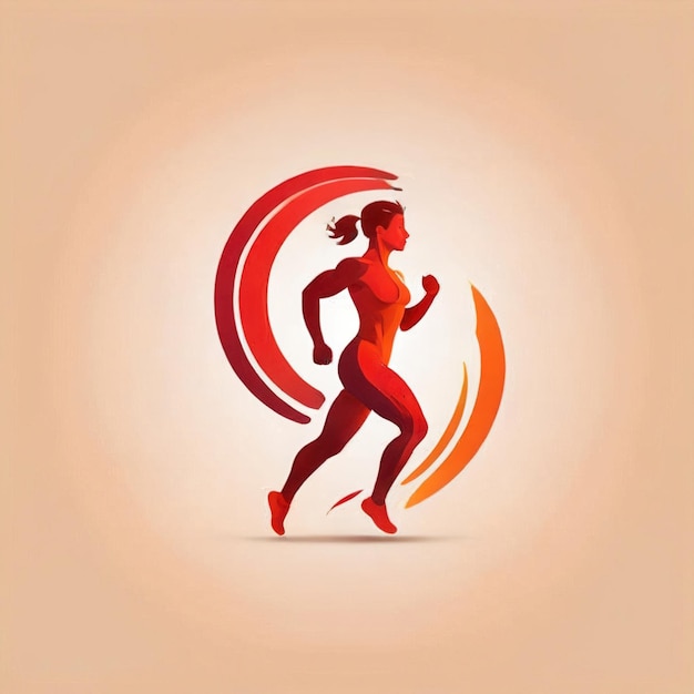 Photo athletic fitness app showing running person software logo icon in flat style