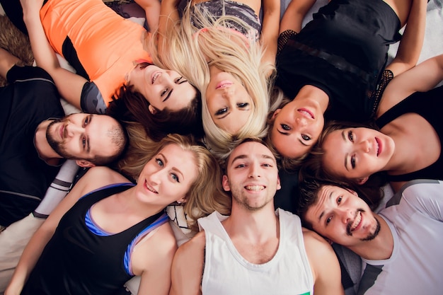 Athletic friends taking a selfie at the gym.