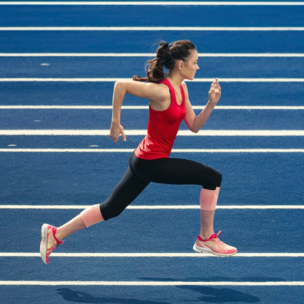 Athletic girl run an training in stadium