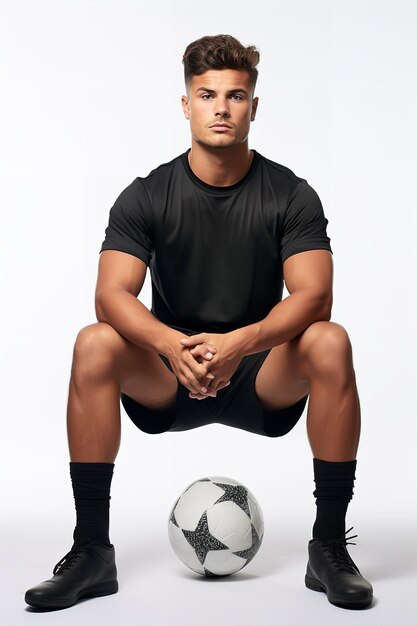 Photo athletic male footballer in play ai generated