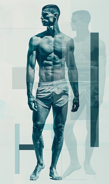 Foto modello maschile atletico con pantaloncini di neoprene modello svedese con abbigliamento sportivo alla moda foto