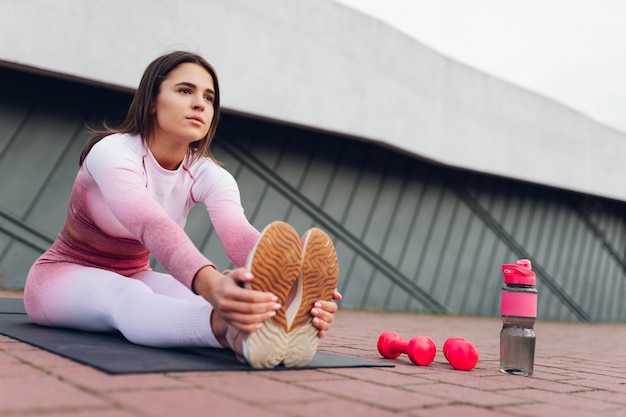 Athletic woman doing warmingup