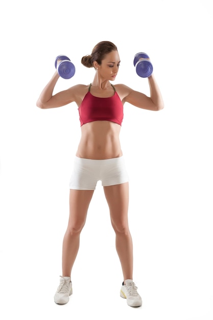 Athletic woman isolated on white background