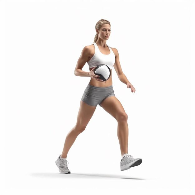 Athletic woman playing with ball