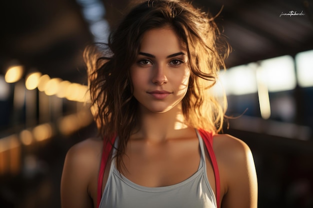 Athletic young woman posing in sports outfit