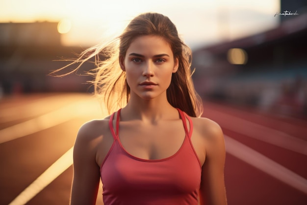 Athletic young woman posing in sports outfit