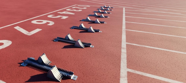 athletics running track 3d rendering