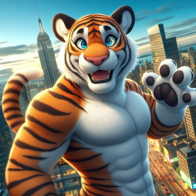 Атропоморфный животный характер Тигр
