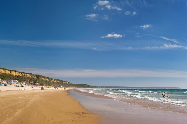 Atlantic ocean beach at fonte da telha beach costa da caparica portugal