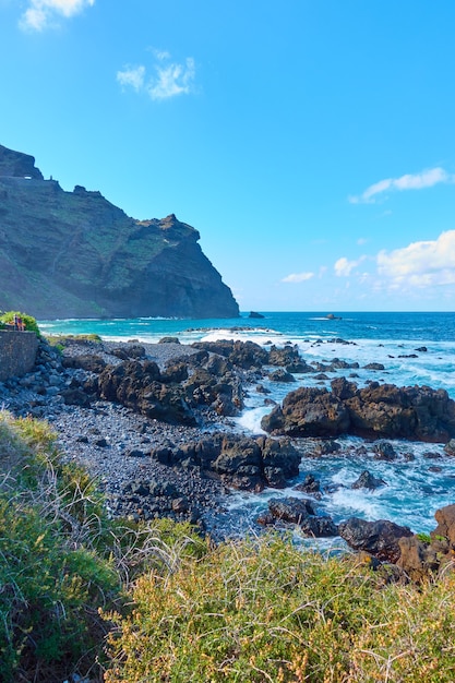 テネリフェ島の大西洋と岩の多い海岸、カナリア諸島-風景、海景