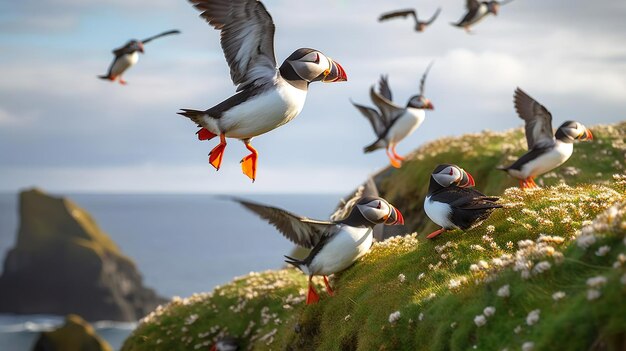 Photo atlantic puffins fratercula