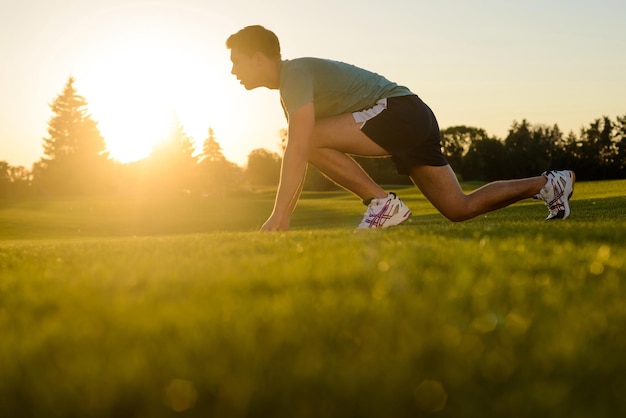 Atleet bereidt zich voor op de run