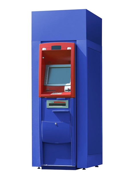 背景に分離されたATM銀行の現金自動支払機
