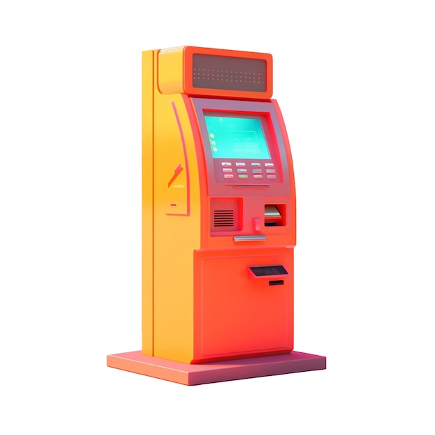 ATM booth in 3D style trending color palette with Generative AI