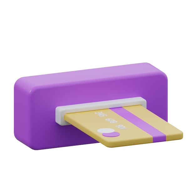 ATM Card 3d icon isolated white bacground 3d rendering