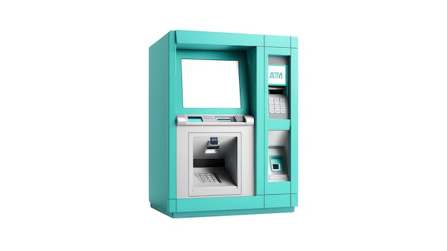 고립된 백색 배경에 있는 ATM