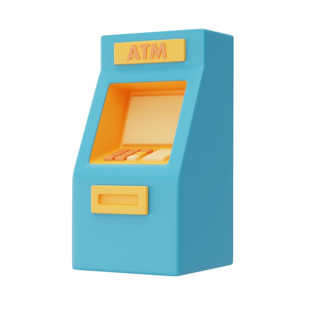 ATM machine isolated on light backgroundBusiness financial investment conceptminimal style3d rendering