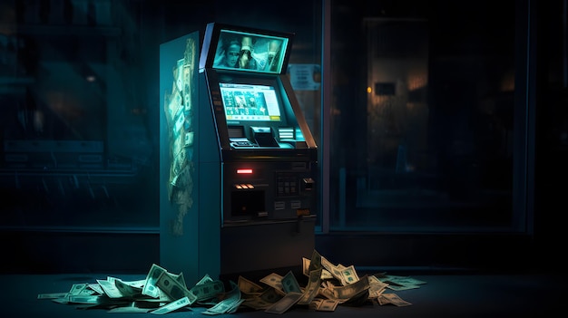 Photo atm machine at night