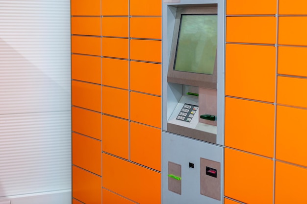 ATM-terminaldisplay en knoppen close-up