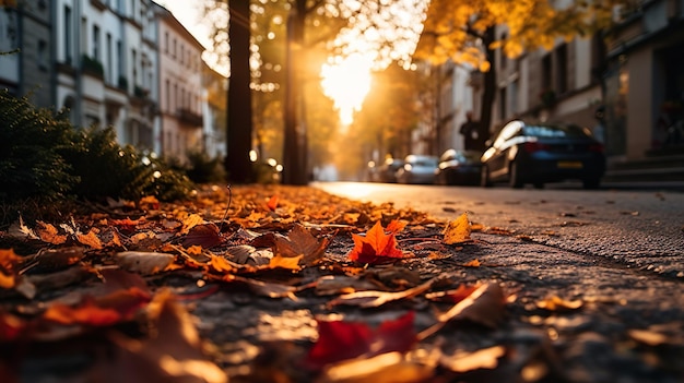 Atmosferische bladeren in de herfst