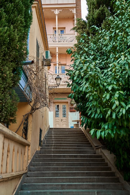 The atmosphere of the old city of Tbilisi. Historical architecture of Georgia.