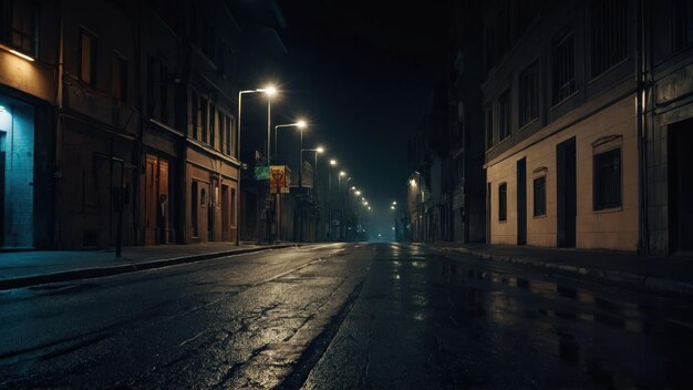 the atmosphere of a street in the city at midnight