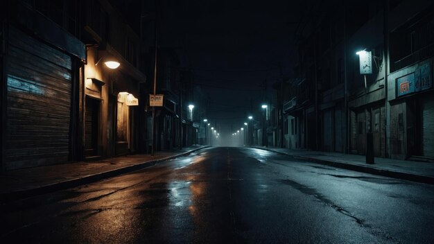 the atmosphere of a street in the city at midnight