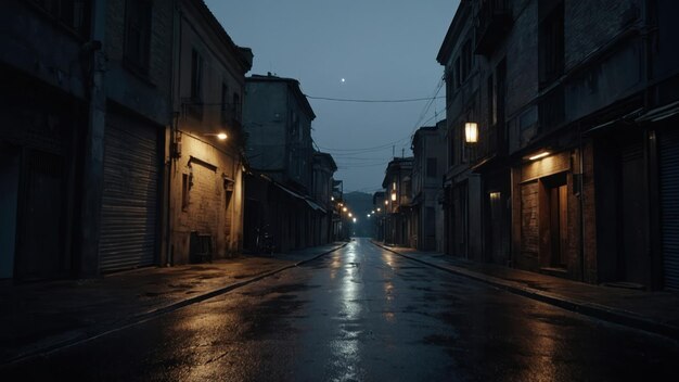 the atmosphere of a street in the city at midnight