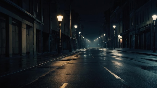 the atmosphere of a street in the city at midnight