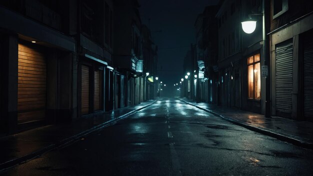 the atmosphere of a street in the city at midnight