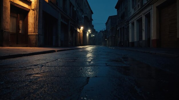 the atmosphere of a street in the city at midnight