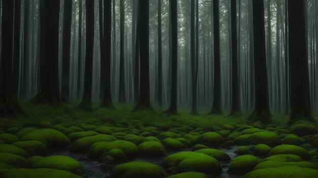 The atmosphere in this twilight forest is one of tranquility and anticipation