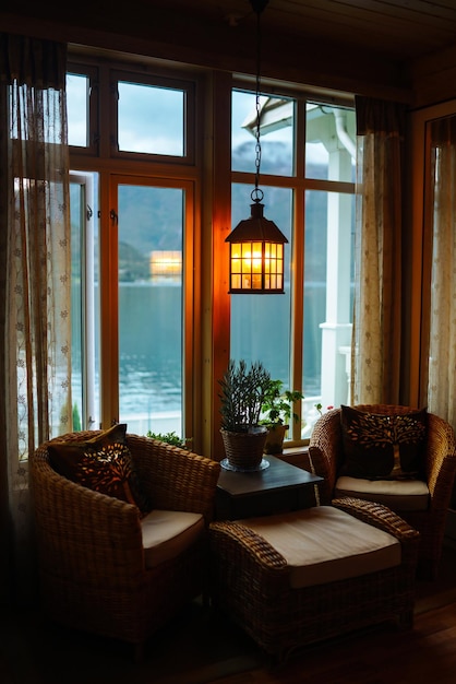 Atmospheric fjord hotel Modern lobby