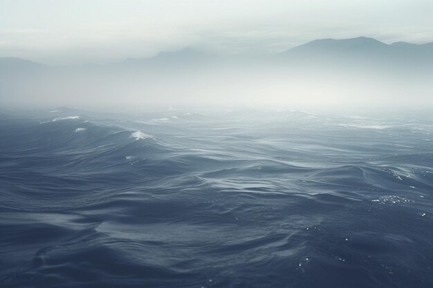 Atmospheric fog rolling over a moody seascape