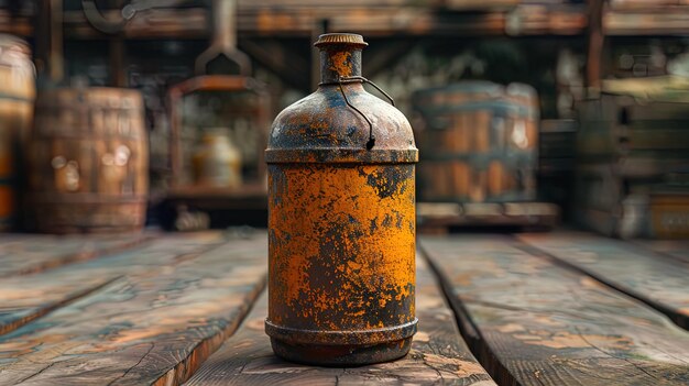 Photo atmospheric image of an ancient antique bottle exuding a sense of mystery and nostalgia with its