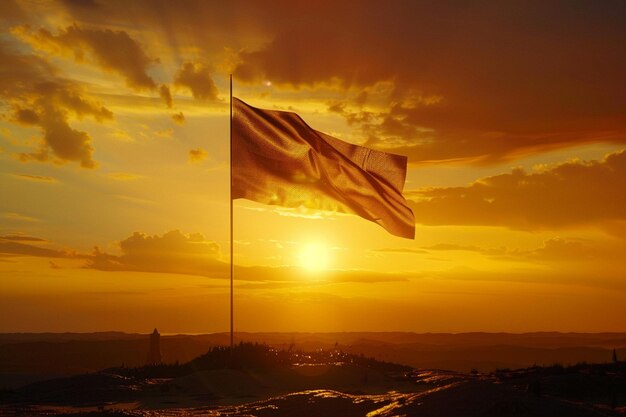 Atmospheric shot of a flag silhouetted against a g