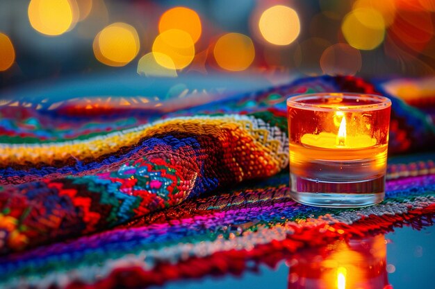 Atmospheric shot of tequila and a lit candle