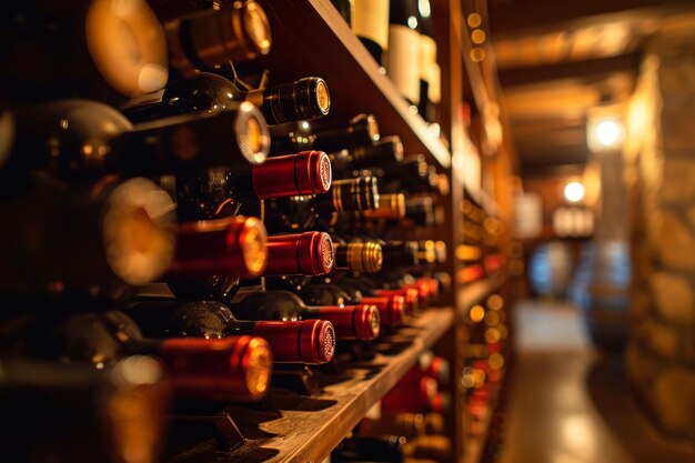 Atmospheric Wine Cellar with Bottles on Racks
