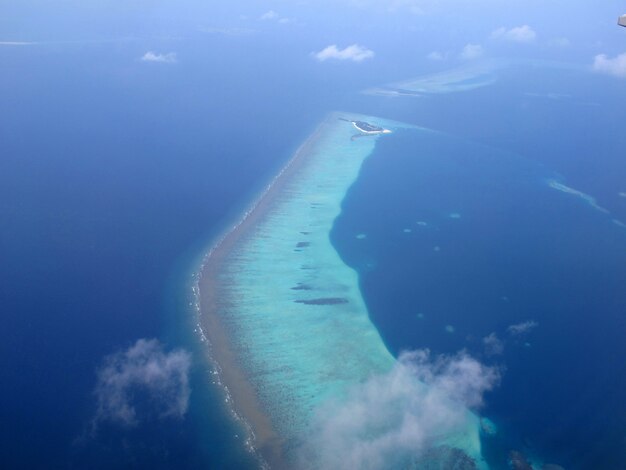 Atoll of Maldives, the view from the airplane