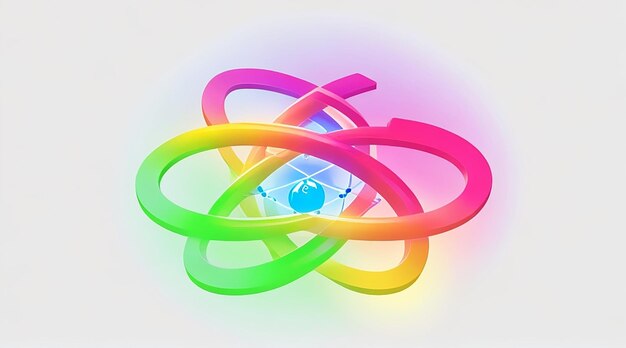 Atom science education icon vector neon digital graphic